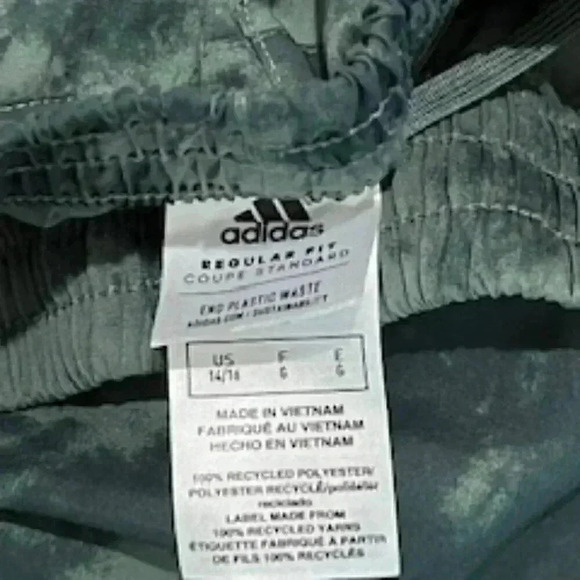 Adidas Board Shorts Green Print Pull On Swimsuit Boys Sz‎ Large 14/16 - Picture 6 of 8